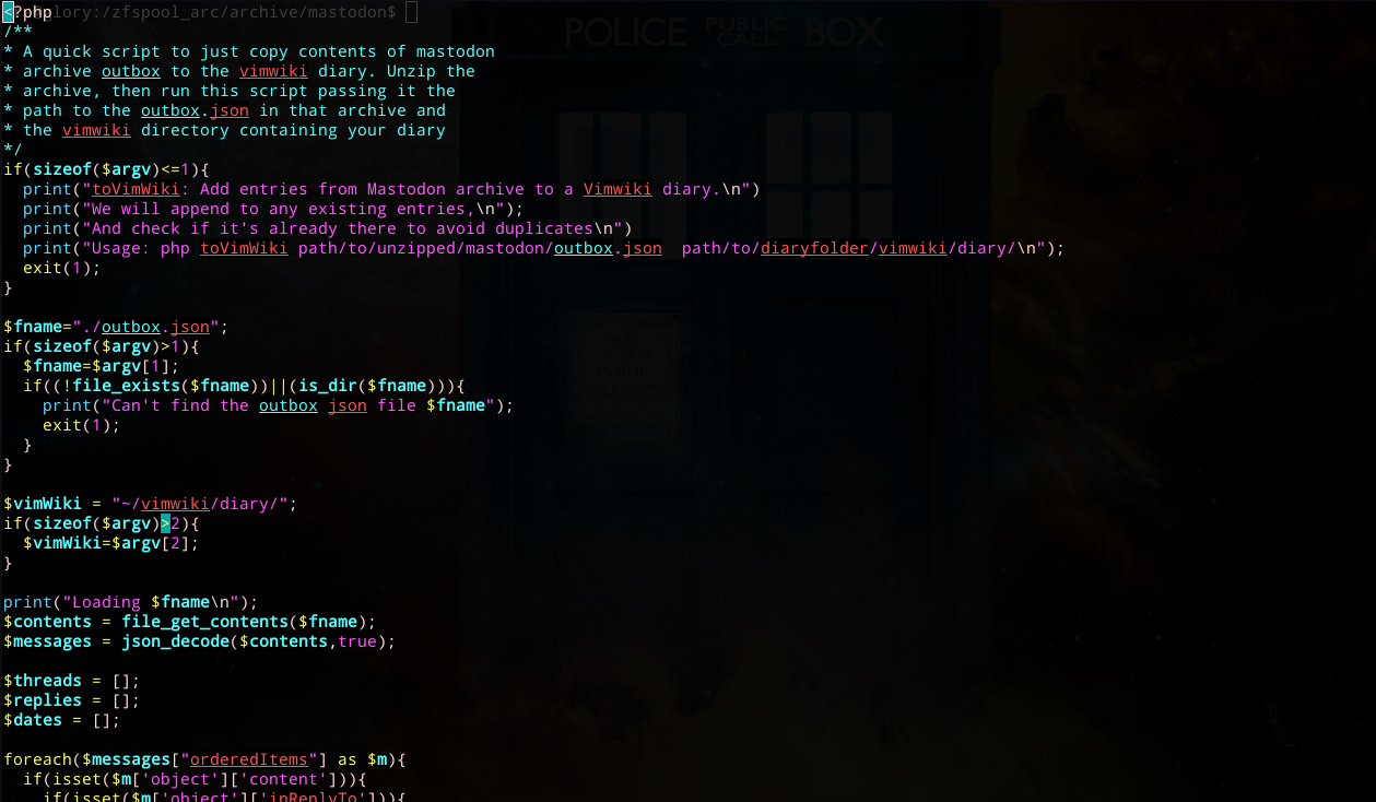 Screenshot of code